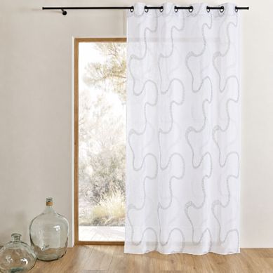 Voilage Brodé À Motifs Zigzag - 140x240 Cm - Noir
