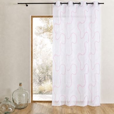 Voilage Brodé À Motifs Zigzag - 140x240 Cm - Rose Blush