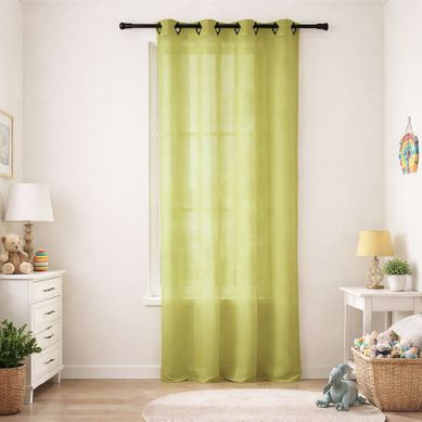 Voilage Léger Uni À Oeillets Carrés - 140x240 Cm - Vert Clair