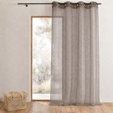 Voilage Organza Brodé Bulles - 140x240 Cm - Gris Clair