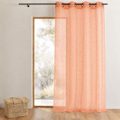 Voilage Organza Brodé Bulles - 140x240 Cm - Terracotta