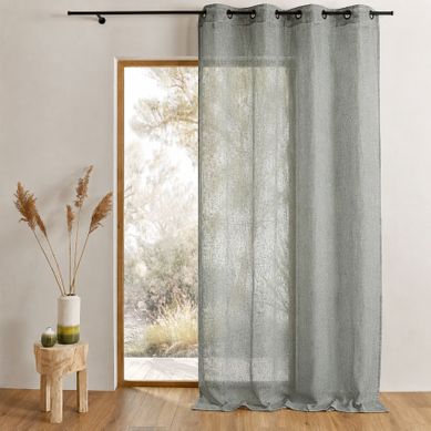 Voilage Organza Brodé Prêt À Poser - 140x240 Cm - Gris Clair