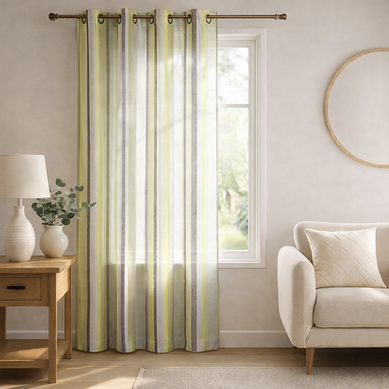 Voilage Avec Rayures Verticales Colorées - 140x240 Cm - Taupe