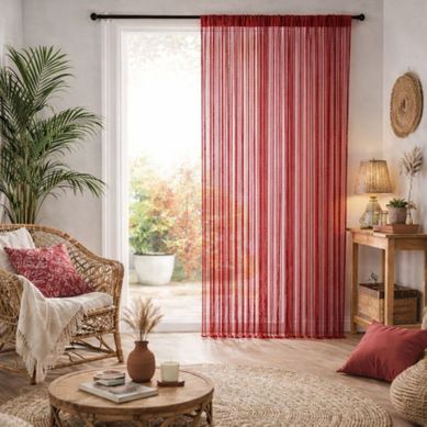 Rideau À Fils Spaghetti - 90x240 Cm - Bordeaux