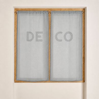 Paire De Voilages Avec Strass 'deco' - 60x130 Cm - Gris Clair