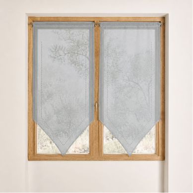 Paire De Petits Rideaux En Pointe Ajourés Brodés - 60x120 Cm - Gris Clair