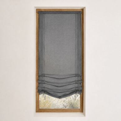 Petit Voilage À Remonter En Organza À Motif Goutte D’eau Métallique - 90x200 Cm - Gris Clair