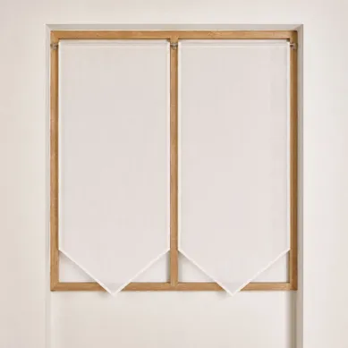 Paire De Petits Voilages Bas En Pointe - 60x130 Cm - Ivoire