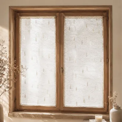 Paire De Petits Voilages En Organza Jacquard Motifs De Gouttes - 80x160 Cm - Ivoire