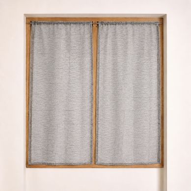 Paire De Petits Voilages Organza Uni - 80x160 Cm - Gris Clair