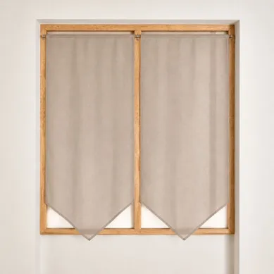 Paire De Petits Voilages Bas En Pointe - 60x130 Cm - Beige