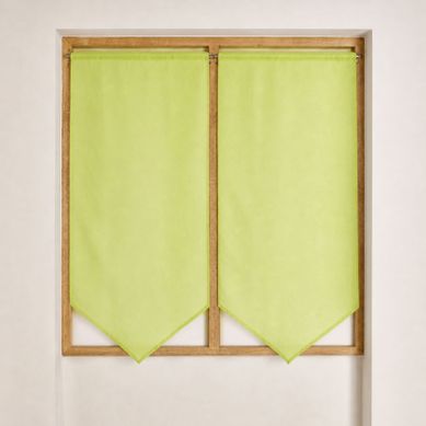Paire De Petits Voilages Bas En Pointe - 60x130 Cm - Vert Clair