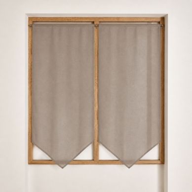 Paire De Petits Voilages Bas En Pointe - 60x130 Cm - Taupe
