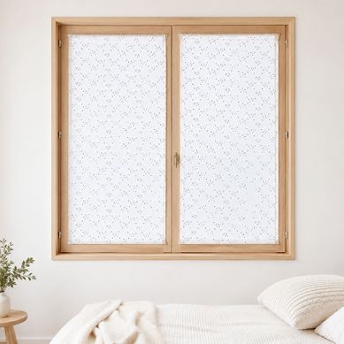 Paire De Petits Voilages À Motifs De Petits Points - 60x160 Cm - Blanc