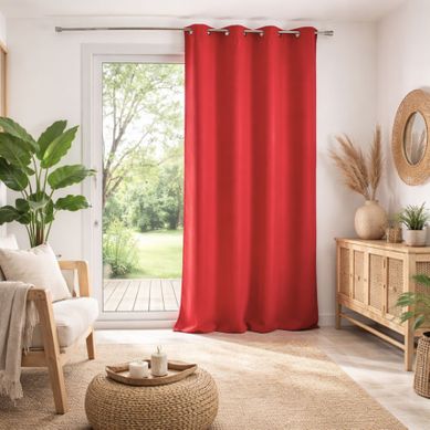 Rideau Rouge À Oeillets - 145x260 Cm - Rouge