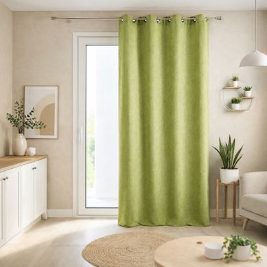 Rideau Uni En Tissu Lourd À Oeillets Carrés - 140x260 Cm - Vert Tilleul