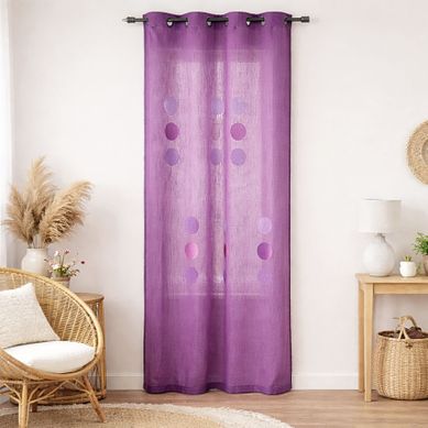 Rideau Taffetas Shantung À Motif Gros Pois - 140x260 Cm - Prune Rideau Taffetas Shantung À Motif Gros Pois - 140x260 Cm - Prune