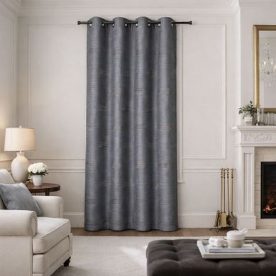 Rideau Jacquard À Formes Géométriques Et Oeillets - 140x260 Cm - Gris Anthracite
