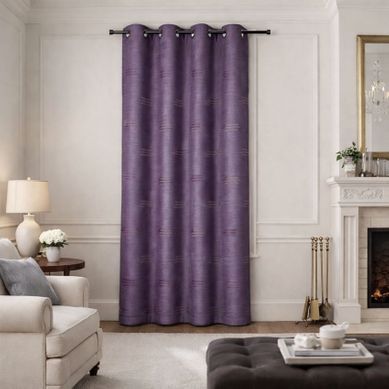 Rideau Jacquard À Formes Géométriques Et Oeillets - 140x260 Cm - Prune Rideau Jacquard À Formes Géométriques Et Oeillets - 140x260 Cm - Prune