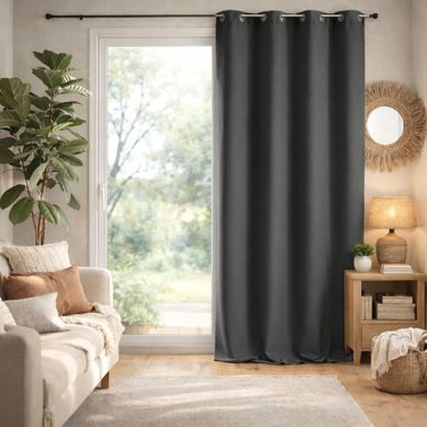 Rideau Ameublement 80% Occultant - 140x260 Cm - Gris Anthracite