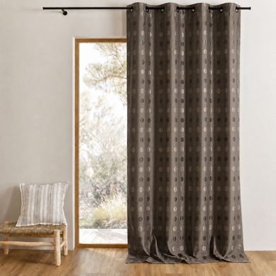 Rideau Jacquard À Pois Ton Sur Ton - 140x260 Cm - Taupe
