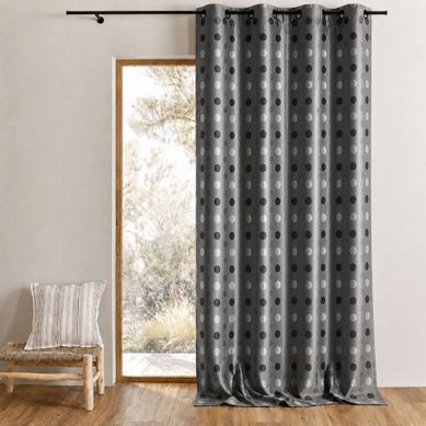 Rideau Jacquard À Pois Ton Sur Ton - 140x260 Cm - Gris Clair
