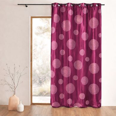 Rideau Taffetas Motif De Ronds Argentés - 140x260 Cm - Prune Rideau Taffetas Motif De Ronds Argentés - 140x260 Cm - Prune
