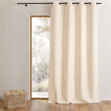 Rideau Jacquard À Motifs Arrondis Poids - 140x260 Cm - Ivoire