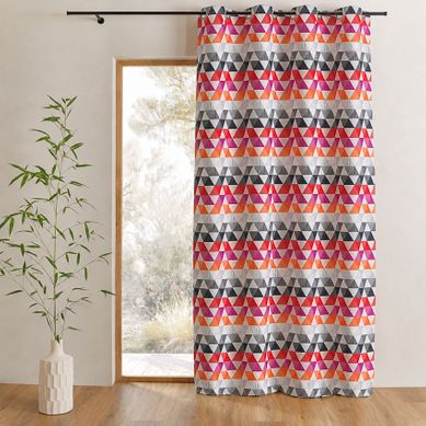 Rideau Jacquard Tamisant Motifs Triangles - 140x260 Cm - Orange