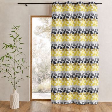Rideau Jacquard Tamisant Motifs Triangles - 140x260 Cm - Vert Tilleul
