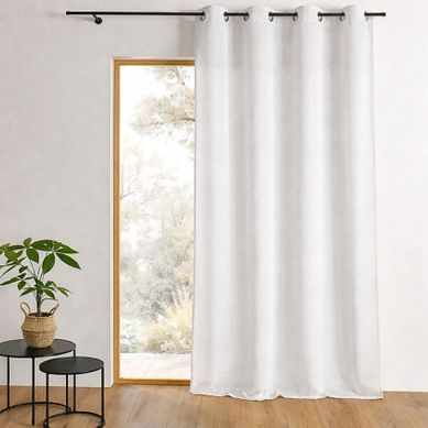 Rideau Shantung Tout Brodé Prêt À Poser - 140x250 Cm - Blanc