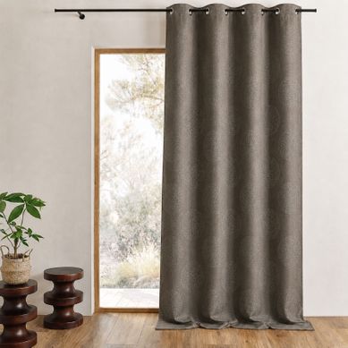 Rideau 80% Occultant Frappé Ronds - 140x260 Cm - Marron Chocolat