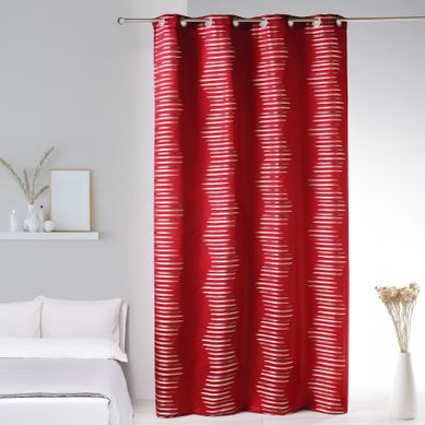 Rideau En Jacquard À Vagues Fantaisies - 140x260 Cm - Bordeaux