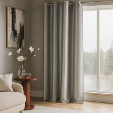 Rideau - Effet Soie Motif écaille - 140x260 Cm - Taupe