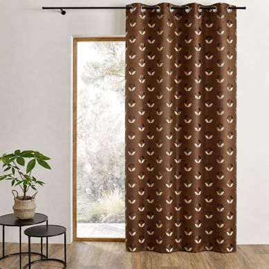 Rideau Tamisant En Jacquard À Motifs De Rosaces - 140x260 Cm - Marron Chocolat