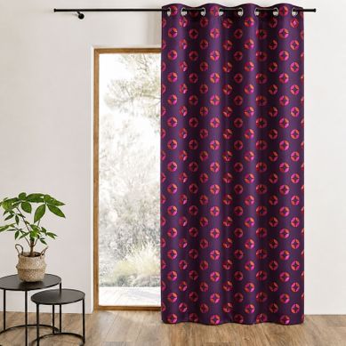 Rideau Tamisant En Jacquard À Motifs De Rosaces - 140x260 Cm - Prune Rideau Tamisant En Jacquard À Motifs De Rosaces - 140x260 Cm - Prune