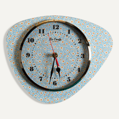 Horloge Murale Mediator Motif - Floral Bleu