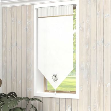 Brise-bise En Coton À Passe-tringle Avec Pointe Décorative - 60x120 Cm - Naturel