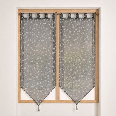 Paire De Petits Voilages Motif De Bulles Argentées - 60x90 Cm - Noir
