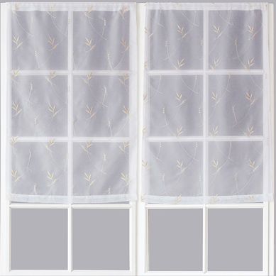 Paire De Petits Voilages Motif "floral" - 60x90 Cm - Taupe