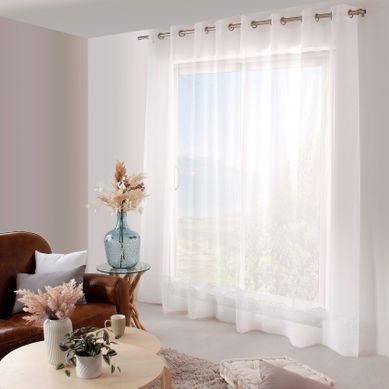 Voilage Uni Brodé Cornely - 300x240 Cm - Blanc