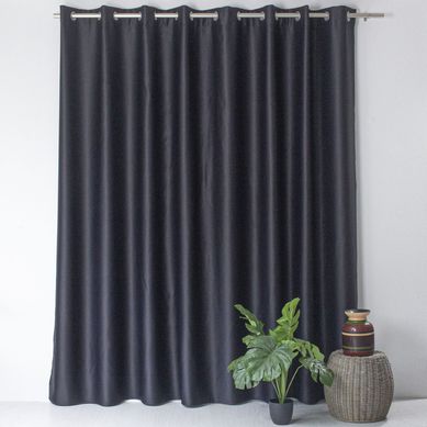 Rideau Uni Occultant Avec Oeillets - 300 X 240 Cm - Noir