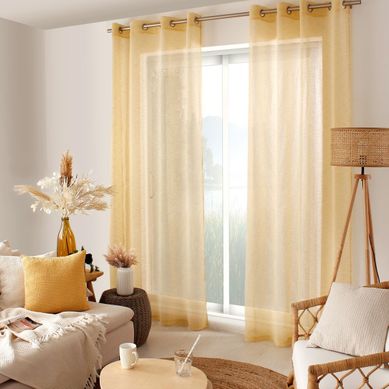 Rideau Voilage Effet Lin "maya" 140x240cm Moutarde