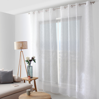 Voilage Tamisant Brodé De Sphères - 140x240 Cm - Blanc Voilage Tamisant Brodé De Sphères - 140x240 Cm - Blanc