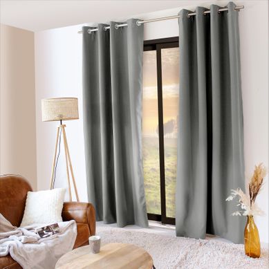 Rideau Thermique En Microfibre Doublée - 135x240 Cm - Gris Clair