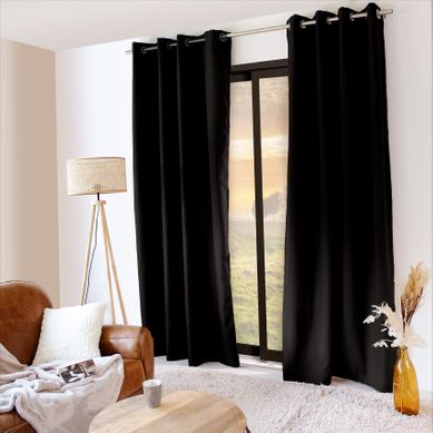 Rideau Thermique En Microfibre Doublée - 135x240 Cm - Noir