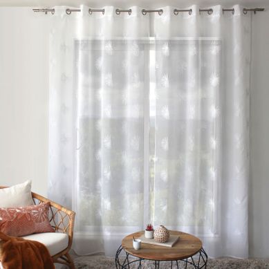 Voilage Tamisant Brodé Végétal - 140x240 Cm - Blanc