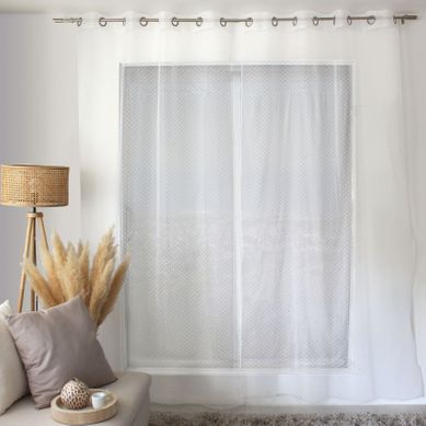 Voilage Plumetis En Organza Avec Oeillets - 140x240 Cm - Blanc