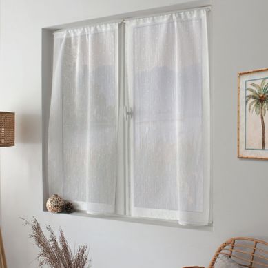 Paire De Petits Voilages Plumetis - Effet Lin - 60x160 Cm - Ecru