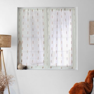 Paire De Petits Vitrages Jacquard Motif Ovale - 60x90 Cm - Naturel